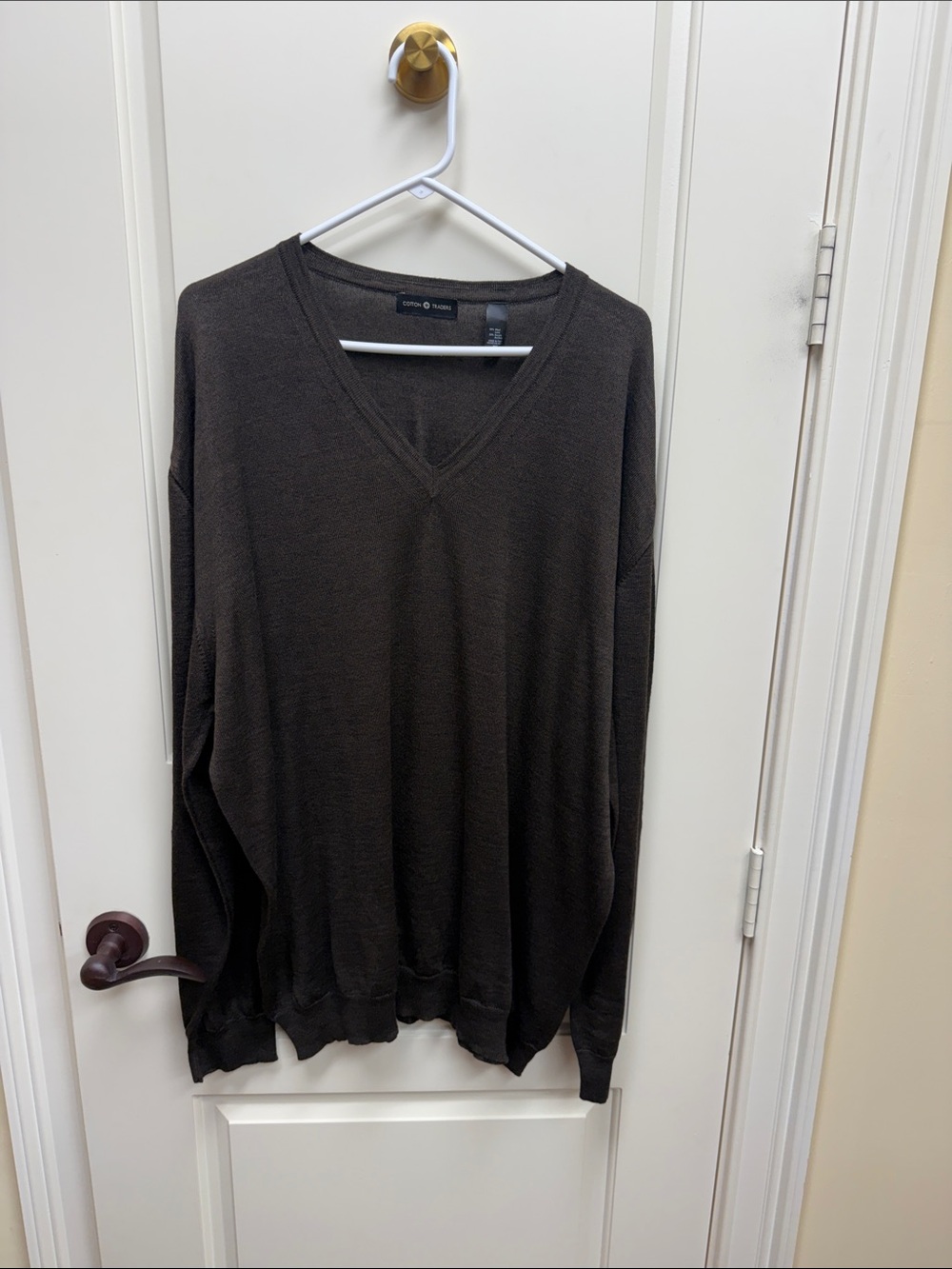 Men's V-Neck Sweater in Dark Brown by Express